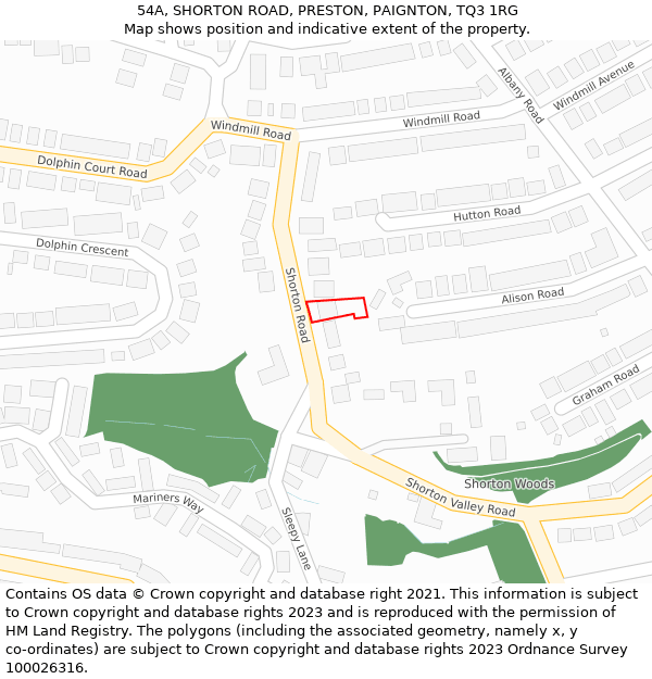 54A, SHORTON ROAD, PRESTON, PAIGNTON, TQ3 1RG: Location map and indicative extent of plot