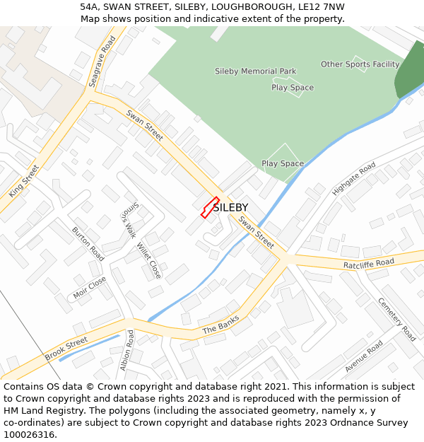 54A, SWAN STREET, SILEBY, LOUGHBOROUGH, LE12 7NW: Location map and indicative extent of plot