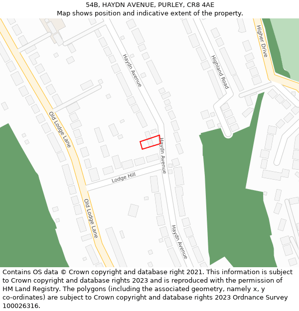 54B, HAYDN AVENUE, PURLEY, CR8 4AE: Location map and indicative extent of plot