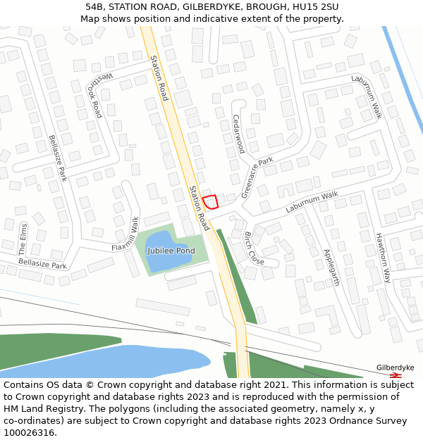 54B, STATION ROAD, GILBERDYKE, BROUGH, HU15 2SU: Location map and indicative extent of plot