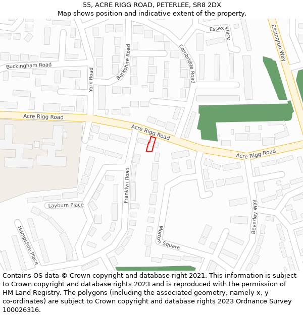 55, ACRE RIGG ROAD, PETERLEE, SR8 2DX: Location map and indicative extent of plot