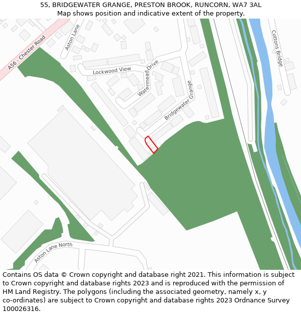55, BRIDGEWATER GRANGE, PRESTON BROOK, RUNCORN, WA7 3AL: Location map and indicative extent of plot