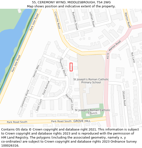 55, CEREMONY WYND, MIDDLESBROUGH, TS4 2WG: Location map and indicative extent of plot