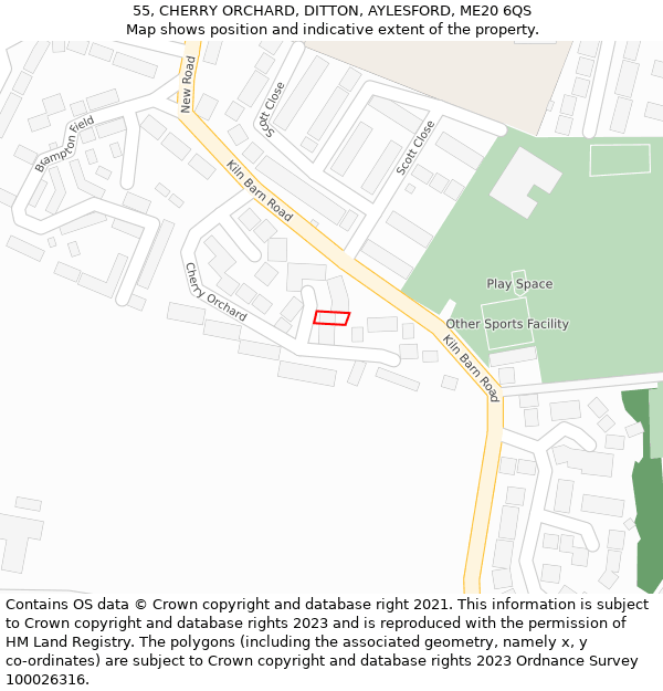 55, CHERRY ORCHARD, DITTON, AYLESFORD, ME20 6QS: Location map and indicative extent of plot