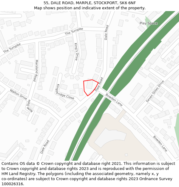 55, DALE ROAD, MARPLE, STOCKPORT, SK6 6NF: Location map and indicative extent of plot