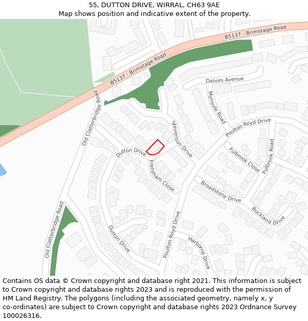 55, DUTTON DRIVE, WIRRAL, CH63 9AE: Location map and indicative extent of plot