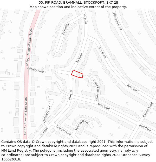 55, FIR ROAD, BRAMHALL, STOCKPORT, SK7 2JJ: Location map and indicative extent of plot