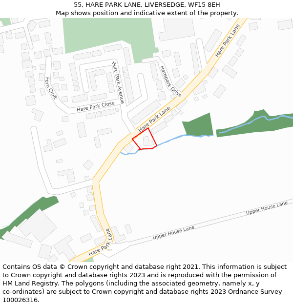 55, HARE PARK LANE, LIVERSEDGE, WF15 8EH: Location map and indicative extent of plot