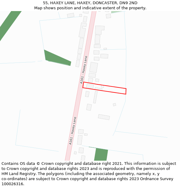 55, HAXEY LANE, HAXEY, DONCASTER, DN9 2ND: Location map and indicative extent of plot