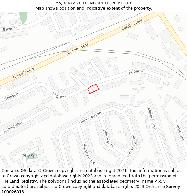 55, KINGSWELL, MORPETH, NE61 2TY: Location map and indicative extent of plot