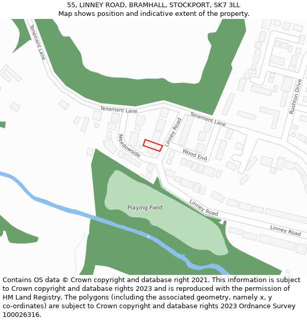 55, LINNEY ROAD, BRAMHALL, STOCKPORT, SK7 3LL: Location map and indicative extent of plot