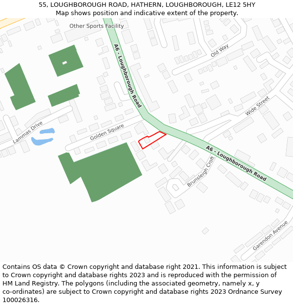 55, LOUGHBOROUGH ROAD, HATHERN, LOUGHBOROUGH, LE12 5HY: Location map and indicative extent of plot