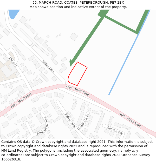 55, MARCH ROAD, COATES, PETERBOROUGH, PE7 2BX: Location map and indicative extent of plot