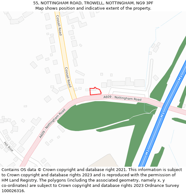 55, NOTTINGHAM ROAD, TROWELL, NOTTINGHAM, NG9 3PF: Location map and indicative extent of plot