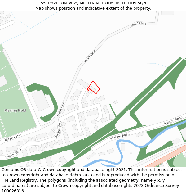 55, PAVILION WAY, MELTHAM, HOLMFIRTH, HD9 5QN: Location map and indicative extent of plot