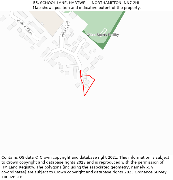 55, SCHOOL LANE, HARTWELL, NORTHAMPTON, NN7 2HL: Location map and indicative extent of plot