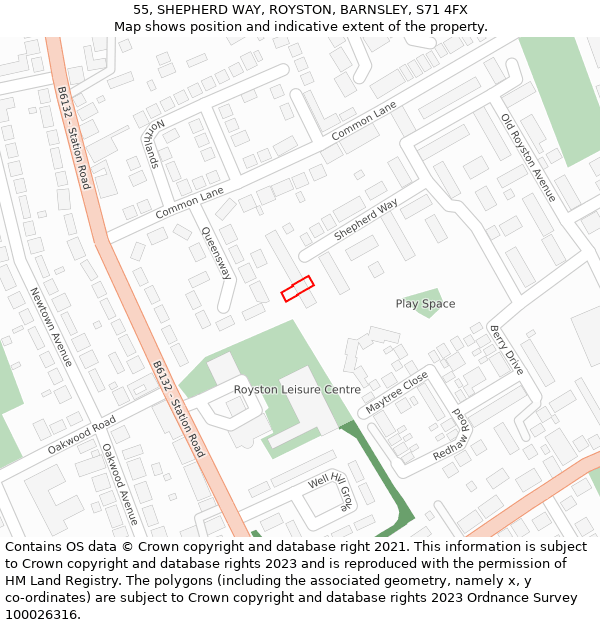 55, SHEPHERD WAY, ROYSTON, BARNSLEY, S71 4FX: Location map and indicative extent of plot