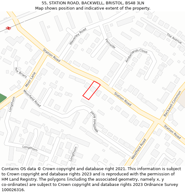 55, STATION ROAD, BACKWELL, BRISTOL, BS48 3LN: Location map and indicative extent of plot