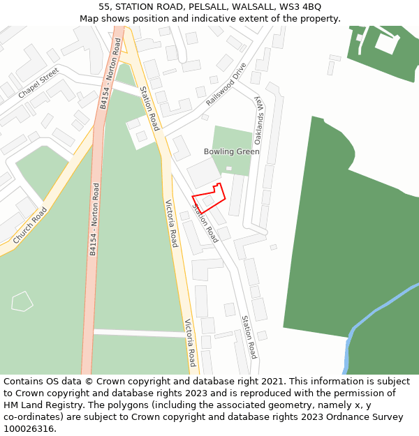 55, STATION ROAD, PELSALL, WALSALL, WS3 4BQ: Location map and indicative extent of plot