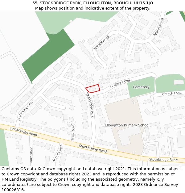 55, STOCKBRIDGE PARK, ELLOUGHTON, BROUGH, HU15 1JQ: Location map and indicative extent of plot