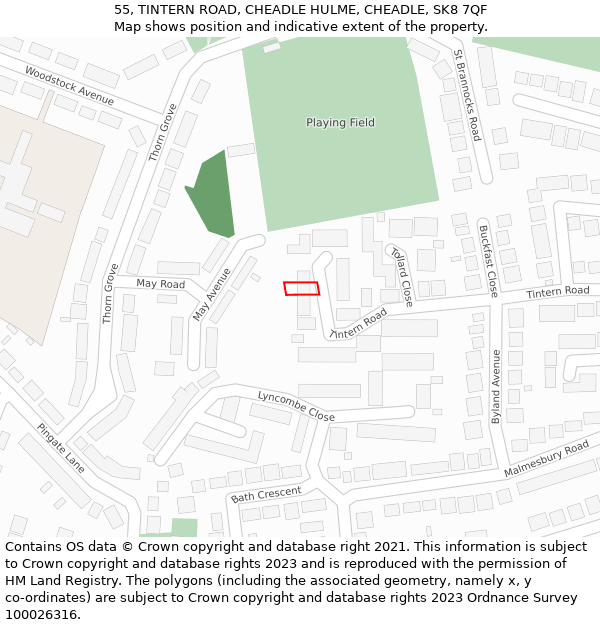 55, TINTERN ROAD, CHEADLE HULME, CHEADLE, SK8 7QF: Location map and indicative extent of plot