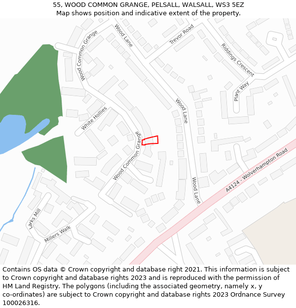 55, WOOD COMMON GRANGE, PELSALL, WALSALL, WS3 5EZ: Location map and indicative extent of plot