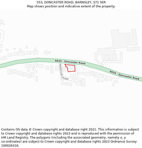 553, DONCASTER ROAD, BARNSLEY, S71 5ER: Location map and indicative extent of plot