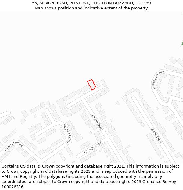 56, ALBION ROAD, PITSTONE, LEIGHTON BUZZARD, LU7 9AY: Location map and indicative extent of plot