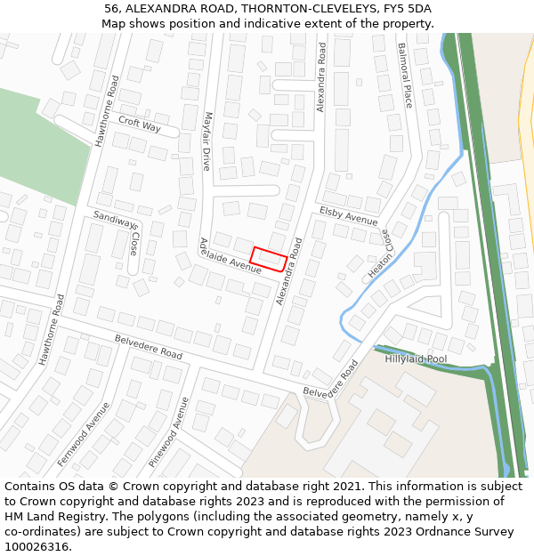 56, ALEXANDRA ROAD, THORNTON-CLEVELEYS, FY5 5DA: Location map and indicative extent of plot