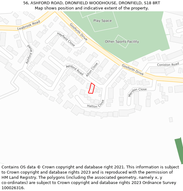56, ASHFORD ROAD, DRONFIELD WOODHOUSE, DRONFIELD, S18 8RT: Location map and indicative extent of plot