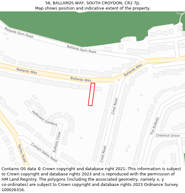 56, BALLARDS WAY, SOUTH CROYDON, CR2 7JL: Location map and indicative extent of plot