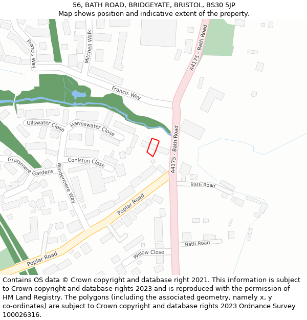 56, BATH ROAD, BRIDGEYATE, BRISTOL, BS30 5JP: Location map and indicative extent of plot