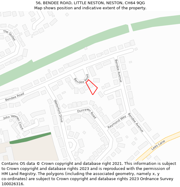 56, BENDEE ROAD, LITTLE NESTON, NESTON, CH64 9QG: Location map and indicative extent of plot