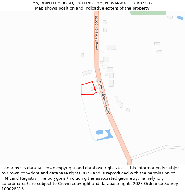 56, BRINKLEY ROAD, DULLINGHAM, NEWMARKET, CB8 9UW: Location map and indicative extent of plot