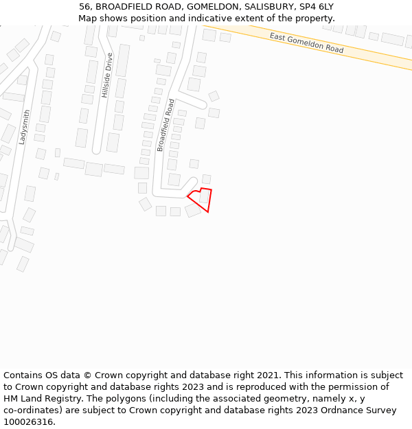 56, BROADFIELD ROAD, GOMELDON, SALISBURY, SP4 6LY: Location map and indicative extent of plot