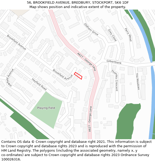 56, BROOKFIELD AVENUE, BREDBURY, STOCKPORT, SK6 1DF: Location map and indicative extent of plot