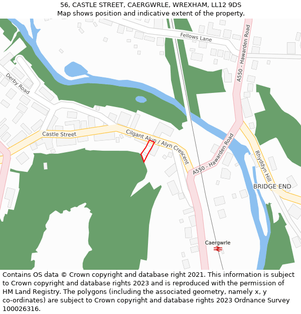 56, CASTLE STREET, CAERGWRLE, WREXHAM, LL12 9DS: Location map and indicative extent of plot