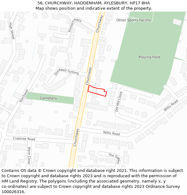 56, CHURCHWAY, HADDENHAM, AYLESBURY, HP17 8HA: Location map and indicative extent of plot