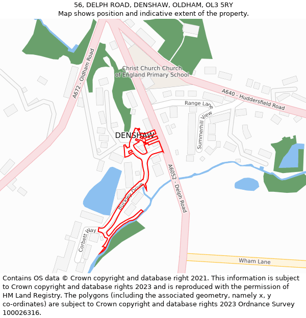 56, DELPH ROAD, DENSHAW, OLDHAM, OL3 5RY: Location map and indicative extent of plot