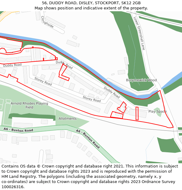 56, DUDDY ROAD, DISLEY, STOCKPORT, SK12 2GB: Location map and indicative extent of plot