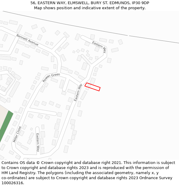 56, EASTERN WAY, ELMSWELL, BURY ST. EDMUNDS, IP30 9DP: Location map and indicative extent of plot