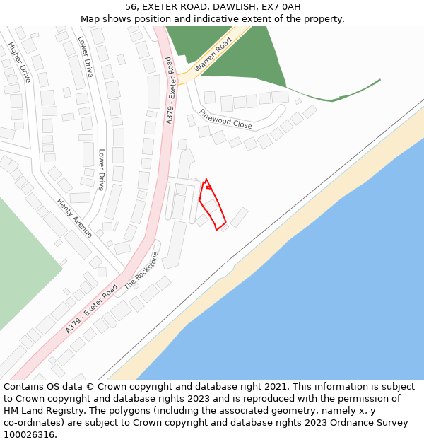 56, EXETER ROAD, DAWLISH, EX7 0AH: Location map and indicative extent of plot