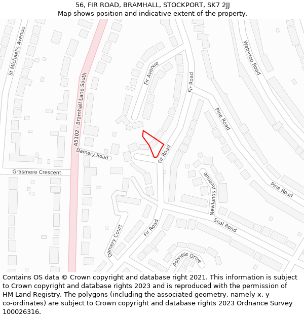 56, FIR ROAD, BRAMHALL, STOCKPORT, SK7 2JJ: Location map and indicative extent of plot