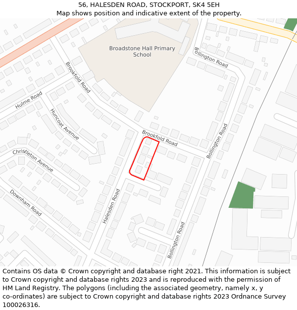 56, HALESDEN ROAD, STOCKPORT, SK4 5EH: Location map and indicative extent of plot