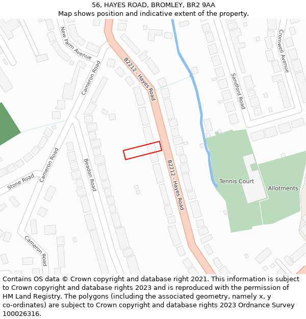 56, HAYES ROAD, BROMLEY, BR2 9AA: Location map and indicative extent of plot