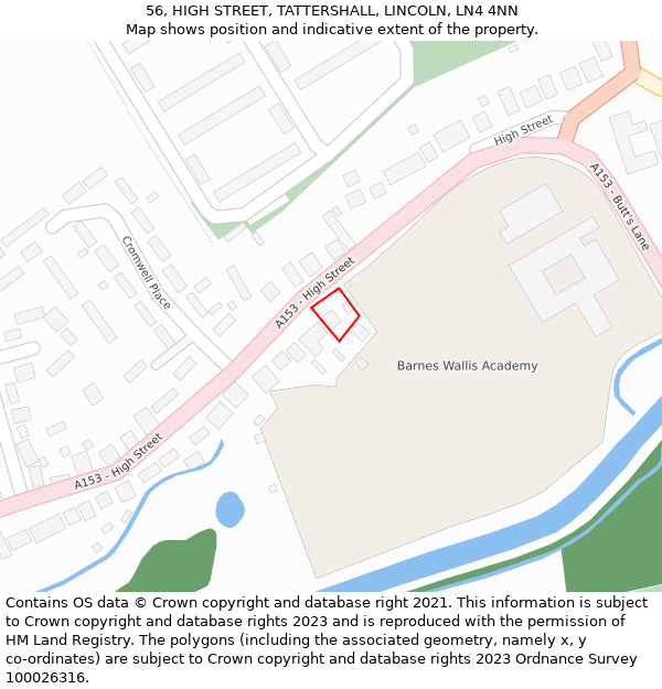 56, HIGH STREET, TATTERSHALL, LINCOLN, LN4 4NN: Location map and indicative extent of plot