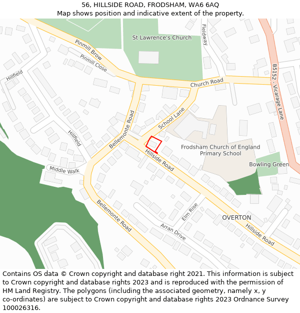 56, HILLSIDE ROAD, FRODSHAM, WA6 6AQ: Location map and indicative extent of plot