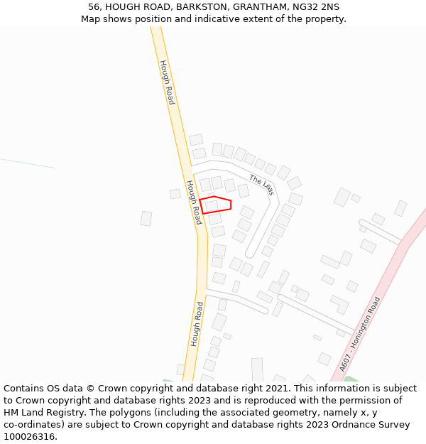 56, HOUGH ROAD, BARKSTON, GRANTHAM, NG32 2NS: Location map and indicative extent of plot