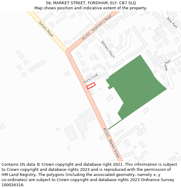 56, MARKET STREET, FORDHAM, ELY, CB7 5LQ: Location map and indicative extent of plot