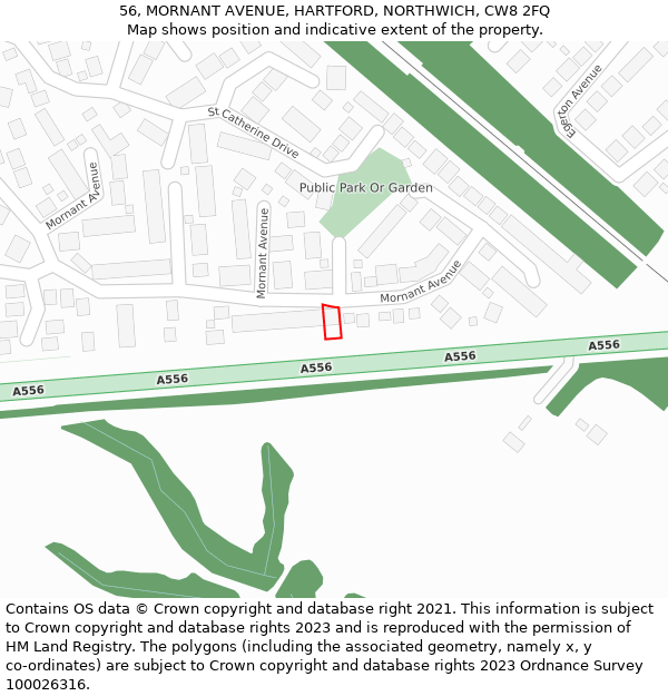 56, MORNANT AVENUE, HARTFORD, NORTHWICH, CW8 2FQ: Location map and indicative extent of plot